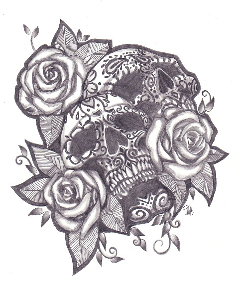 sugar skulls day of dead tattoos. Day Dead Skull Tattoos